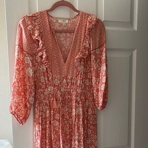 Umgee Pink V-Neck Bishop Sleeve Sundress